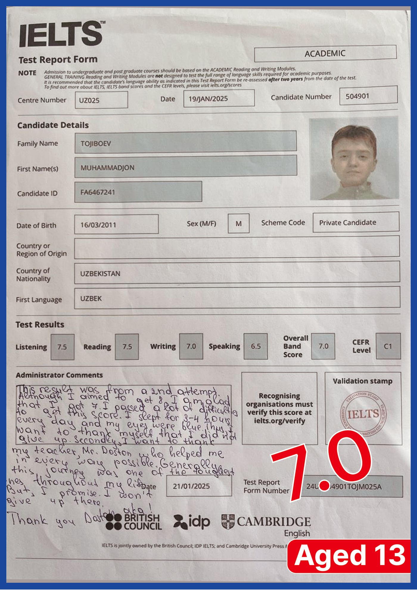 IELTS: 7 nafar topshiruvchi